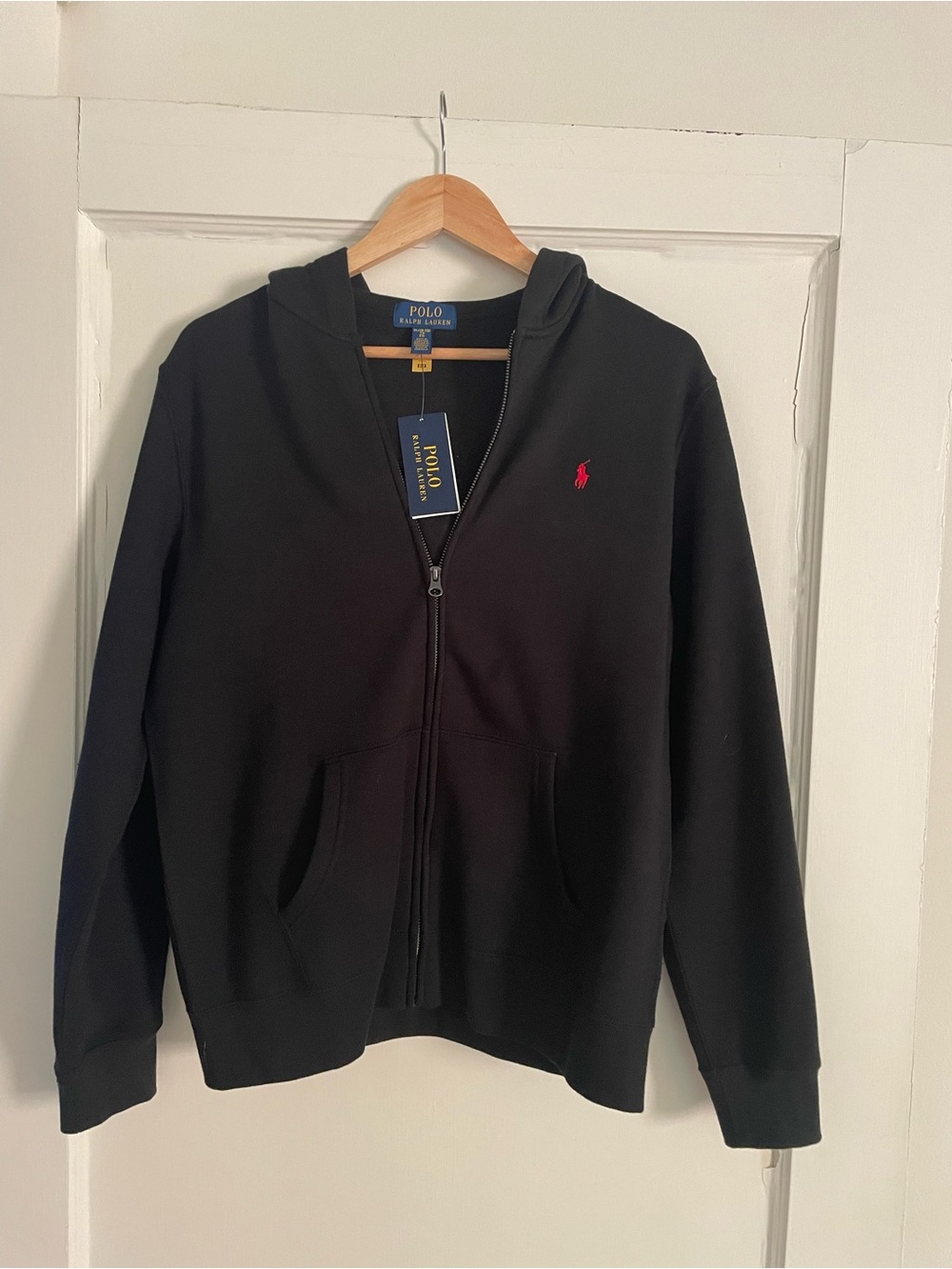 Polo by Ralph Lauren Black Full-Zip Hoodie with Red Pony Boys size 18-20 NWT